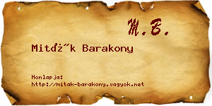 Miták Barakony névjegykártya